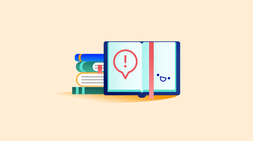 Illustration of an opne book with an alert sign