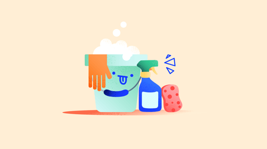 Illustration of a bucket, a spray and a sponge