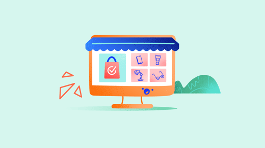 Illustration of a screen showing some products
