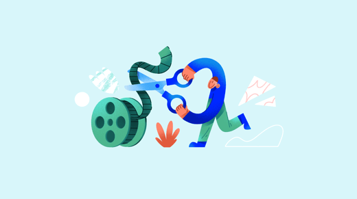 Illustration of a person cutting a film roll