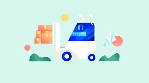 Ilustración de un robot cargando paquetes