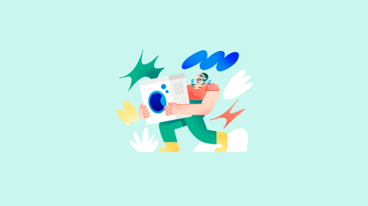 Ilustración de una persona cargando una lavadora