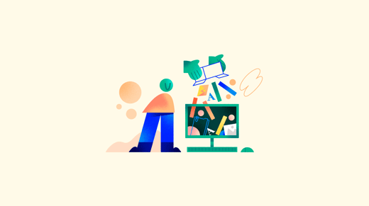 A person dumping files on a computer