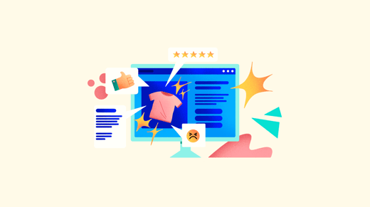 Ilustración de una ficha de producto online de moda