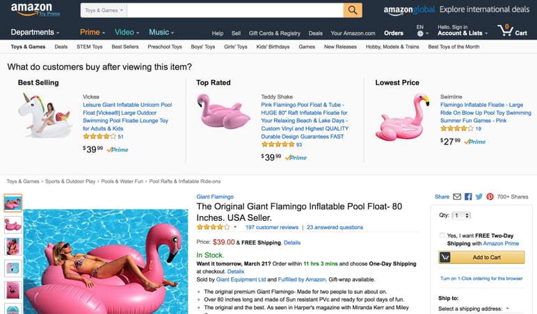 Landing page examples for products Amazon