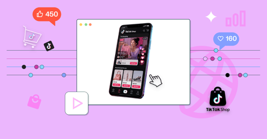 Blog header image representing TikTok Shop as a 2025 growth engine, showing mobile social commerce features and upward market trends.