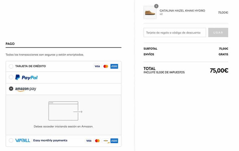 Tiendas con Amazon Pay