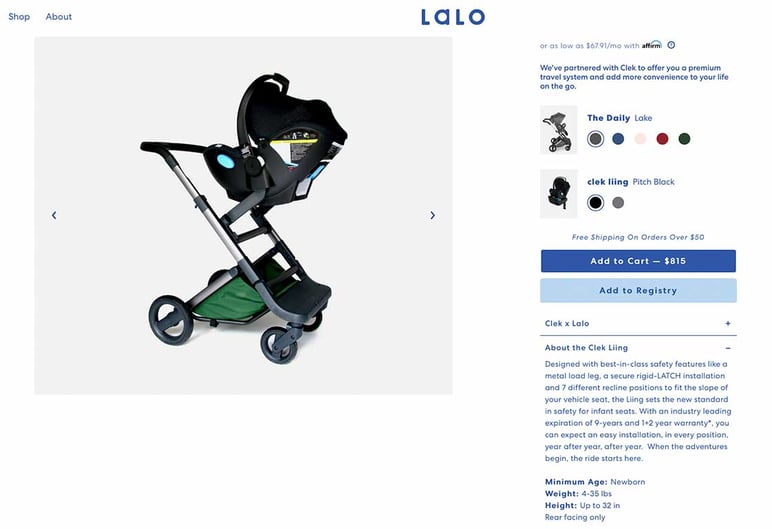 Baby product page