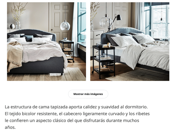 Ficha de producto cama de IKEA