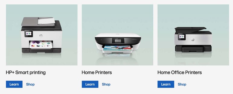 Blue product pages HP