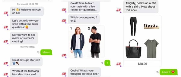 Chatbot Kik de H&M basado en inteligencia artificial