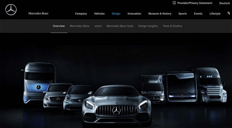 Psicología del color en diseño web de Mercedes Benz