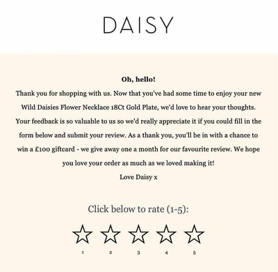 Contacto de postventa en ecommerce de Daisy London