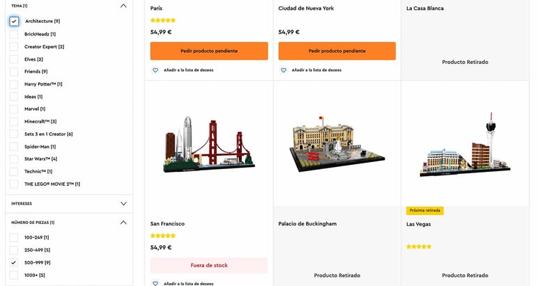 Navegación facetada en ecommerce