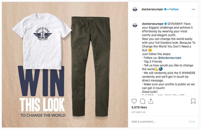 Dockers giveaway ecommerce gamification