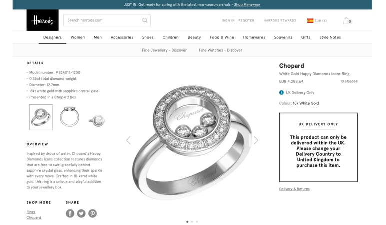 Harrod's jewelry website