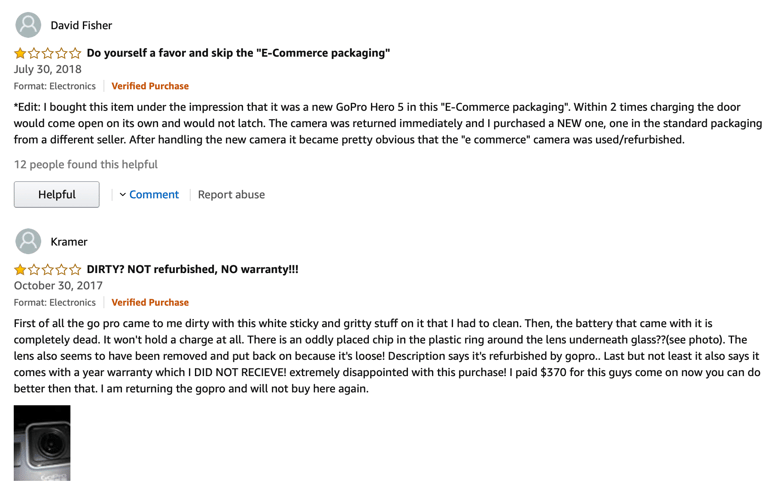 Disappointed reviews on Amazon