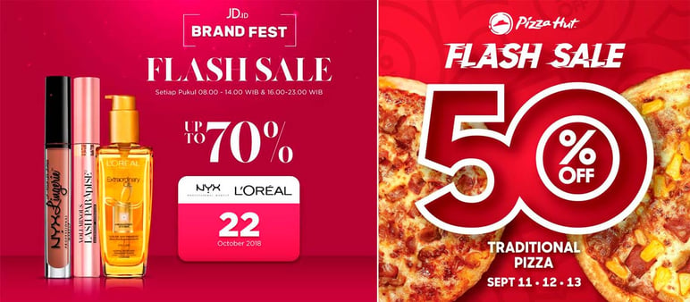 L'Oreal and Pizza Hut online shop flash sales