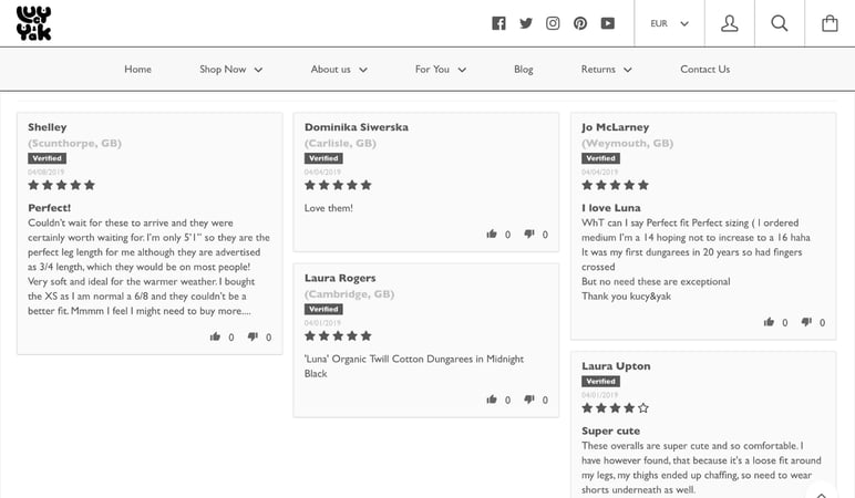 Lucy & Yak reviews