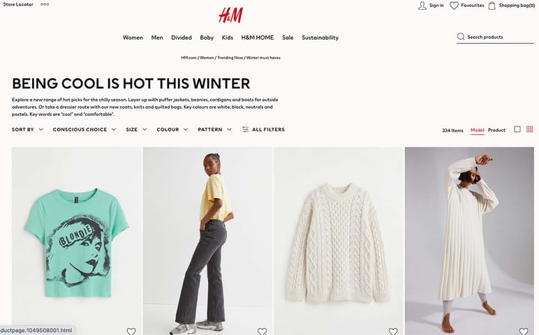 Real time fashion en venta online H&M