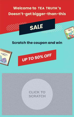 Tea trunk scratch coupon ecommerce gamification