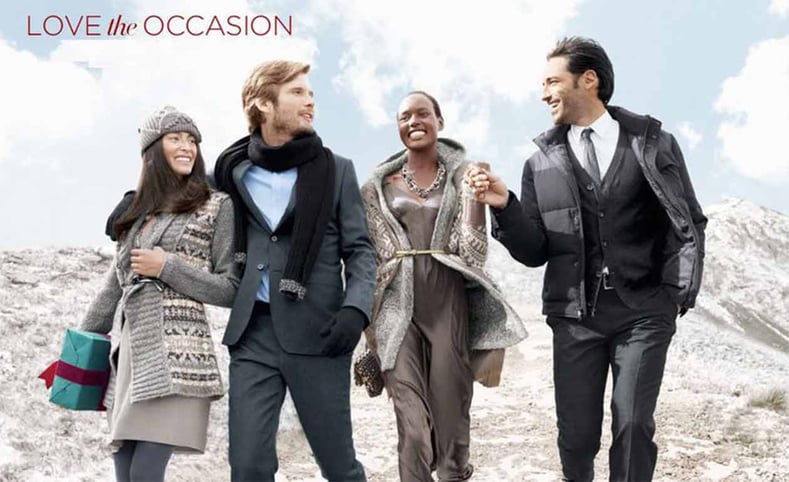 Ad for a seasonal catalog of Banana Republic with 4 people
