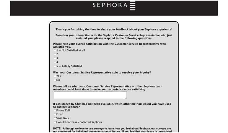 Sephora automatic form