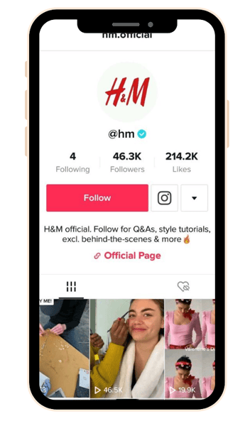 Perfil de marca en TikTok H&M