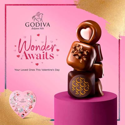 Banner de Godiva para ventas estacionales