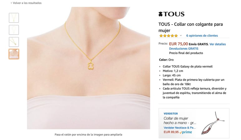 Tous Amazon product page